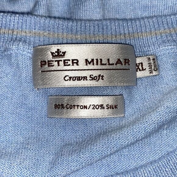 Peter Millar Crown Soft Men’s Sz XL Light Blue Cotton Silk Crew Neck Sweater - Picture 3 of 5